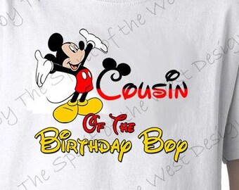 Cousin of the Birthday Boy Mickey Iron on IMAGE Mouse Ears Printable Clip Art Shirt Party T-shirt Transfer Download