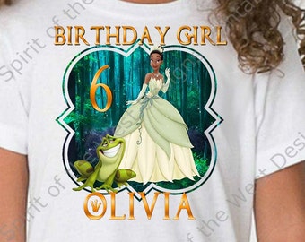 Custom Birthday Girl Princess Tiana IMAGE Princess and the Frog Printable Iron On T-shirt Transfer Digital Download party DIY