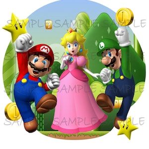 Super Mario Brothers IMAGE use as Printable Iron on T-Shirt Transfer DIY Digital Download Mario Luigi Princess peach Yoshi Koopa party