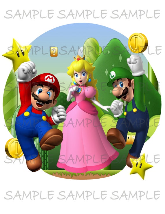 Super Mario Brothers IMAGE download Use as Printable Birthday Iron On  T-shirt Transfer Digital Download Mario Princess Peach DIY by Spirit of the  West Printables