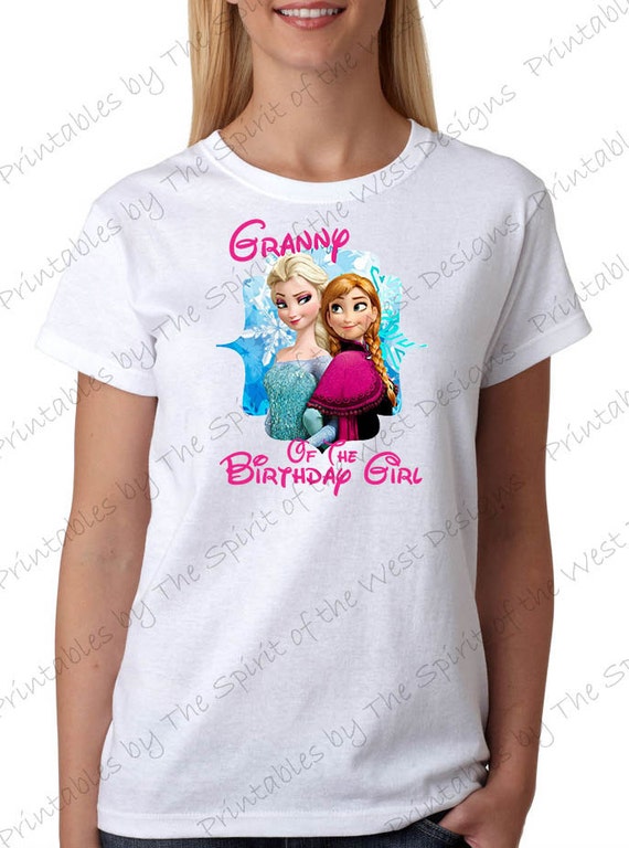 Granny of the Birthday Girl Image Iron On Frozen Shirt T-shirt Transfer Printable Digital Download Elsa Anna Olaf party Favour DIY Il_570xn