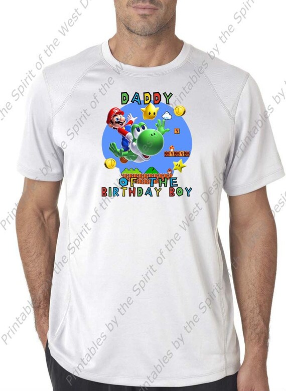 Daddy of the Birthday Boy Super Mario Brothers T-shirt Printable Digital Download Mario Luigi Princess peach Yoshi Koopa party Favour Il_570xn