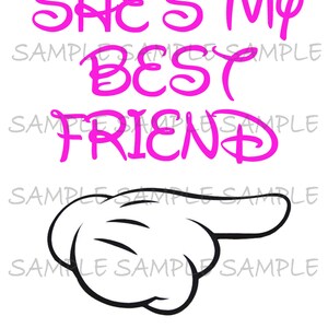 She's My Best Friend IMAGE Use as Printable Iron on T-Shirt Transfer, BFF, Best Friends, Clip Art, Shirt, Party Instant Download DIY 画像 2