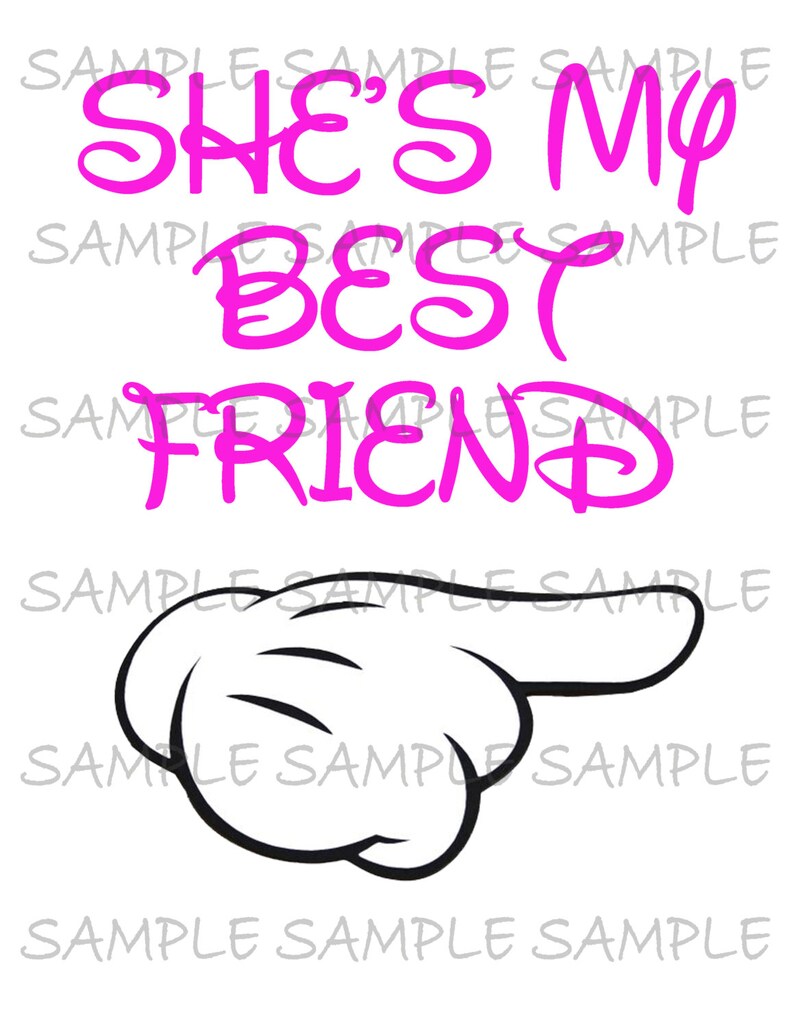 She's My Best Friend IMAGE Use as Printable Iron on T-Shirt Transfer, BFF, Best Friends, Clip Art, Shirt, Party Instant Download DIY 画像 2