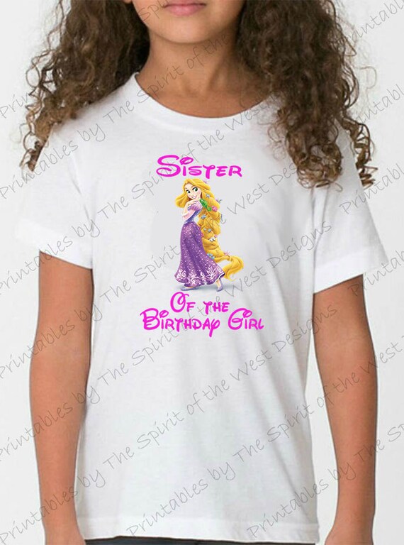 Sister of the Birthday Girl Iron On Disney Rapunzel Tangled T-shirt Transfer Printable Digital Download Flynn Rider party Favour DIY Il_570xn