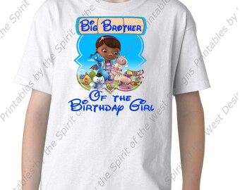 Big Brother of the Birthday Girl Doc McStuffins Iron On  T-shirt Printable Digital Download Dottie Hattie the Hippo party Favour