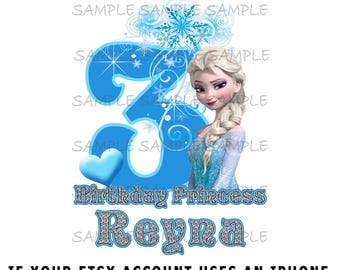 Custom Third Birthday Girl Frozen IMAGE | Leave name Files emailed within 24 hours | Printable Download Sublimation Elsa diy JPG PNG