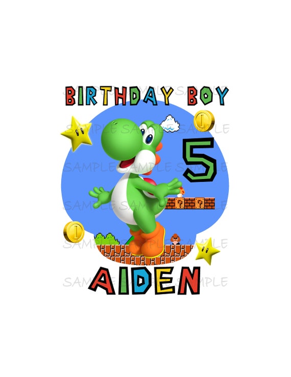 Birthday Boy Super Mario Brothers IMAGE Use as Printable Digital Download Mario Luigi Princess peach Yoshi Koopa party Il_570xn