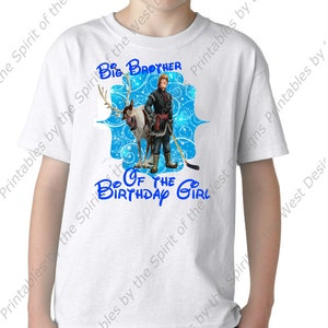 Big Brother of the Birthday Girl Iron On Frozen Theme T-shirt Transfer Printable Digital Download Elsa Anna Olaf party Favour DIY