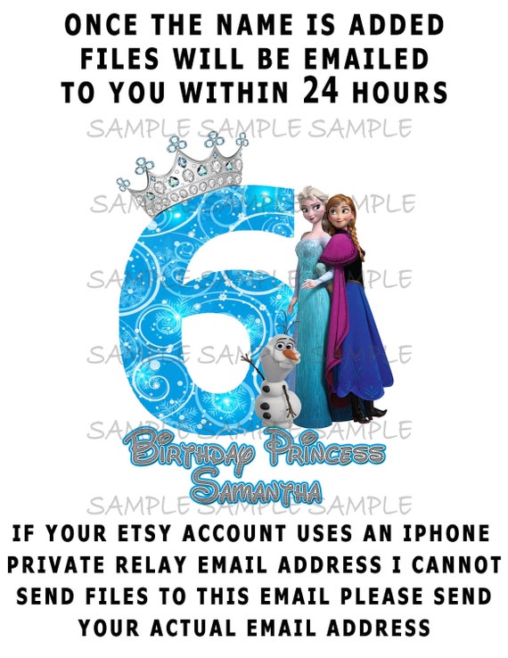 Frozen Sixth Birthday Girl | Personalized Leave Name Files Emailed | Printable Sublimation Use for Iron On T-shirt Transfer Elsa Anna Olaf Il_570xn