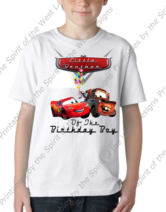 Instant Download Little Brother of the Birthday Boy Iron On Lightning McQueen Mater Pixar Cars Party Transfer Printable Digital clip art DIY Il_570xn