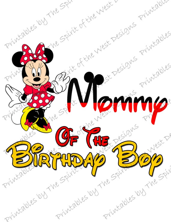 Mommy of the Birthday Boy Minnie Mouse Iron on IMAGE Mouse Ears Printable Clip Art Shirt Party T-shirt Transfer Download Mickey Il_570xn