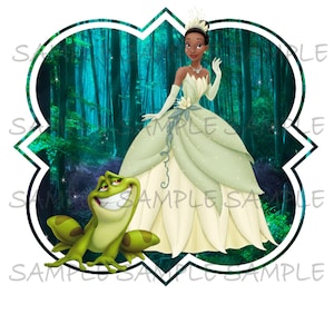 Princess Tiana and the Frog IMAGE Forest Background Download Printable Iron On T-shirt Transfer Digital Download party DIY