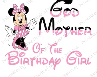 Dieu Mère de la Fille d’Anniversaire Minnie Souris Fer sur IMAGE Souris Oreilles Imprimable Clip Art Shirt Party T-shirt Transfert Télécharger Mickey