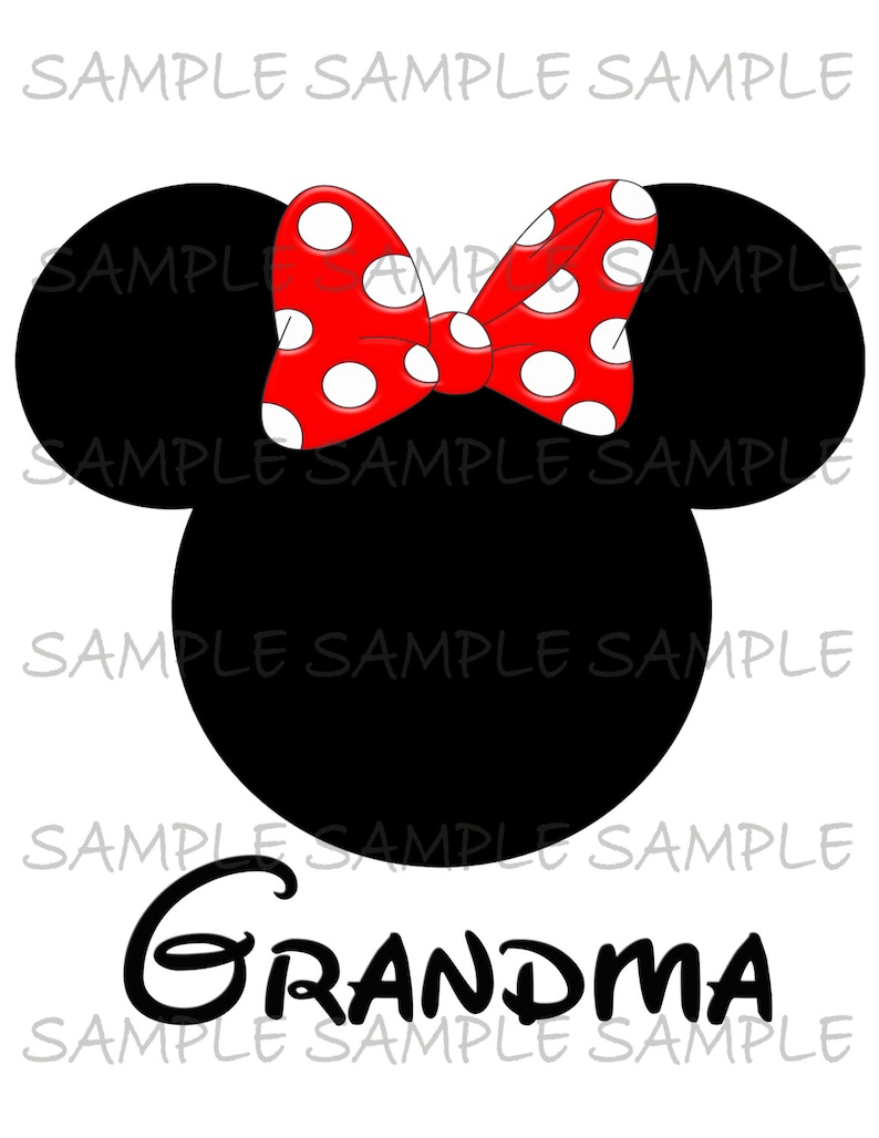 Minnie mouse head Grandma IMAGE Use as Iron on or Clip art Etsy