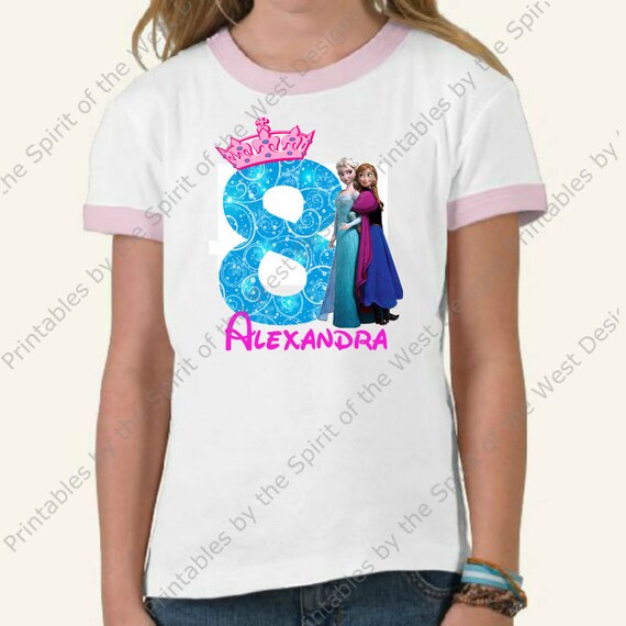 Personalized Eighth Birthday Girl Iron On Disney Party Frozen T-shirt Transfer Printable Digital Download Elsa Anna Favour clip art DIY Il_570xn