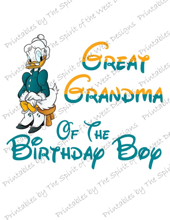 Great Grandma of the Birthday Boy Iron on IMAGE Oma Duck shirt Printable Clip Art Shirt Party T-shirt Download Mickey Minnies DIY Il_570xn