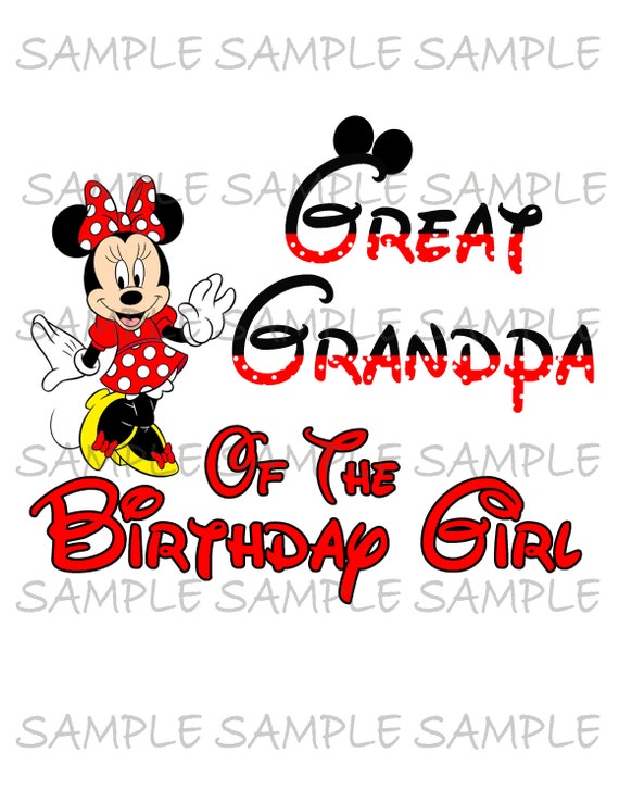 Great Grandpa of the Birthday Girl Minnie IMAGE use as Sublimation or Printable Iron on T-Shirt Transfer Clip Art Shirt DIY Party Download Il_570xn