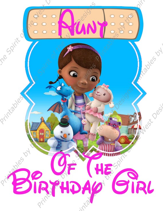 Aunt of the Birthday Girl Doc McStuffins Iron On T-shirt Printable Digital  Download Dottie Hattie the Hippo party Favour