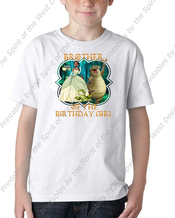 Brother of the Birthday Girl Princess Tiana Princess and the Frog Disney Printable Iron On T-shirt Transfer Digital Download party DIY Il_570xn