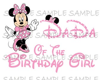 DaDa of the Birthday Girl Minnie IMAGE | Use as Sublimation or Printable Iron On T-Shirt Transfer | DIY Party Instant Download