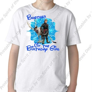 Brother of the Birthday Girl Iron On Frozen Theme T-shirt Transfer Printable Digital Download Elsa Anna Olaf party Favour DIY