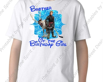 Brother of the Birthday Girl Iron On Frozen Theme T-shirt Transfer Printable Digital Download Elsa Anna Olaf party Favour DIY