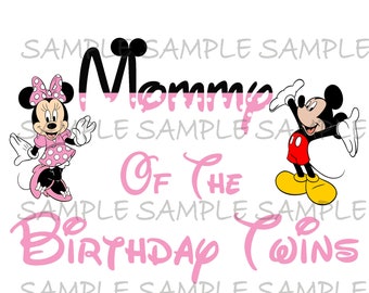 Mommy of the Birthday Twins Minnie IMAGE | Use as Sublimation or Printable Iron On T-Shirt Transfer | Clip Art DIY Party Instant Download