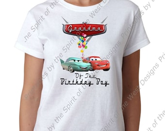 Grandma of the Birthday Boy Iron On Lightning McQueen Flo Pixar Cars Party T-shirt Transfer Printable Digital clip art DIY