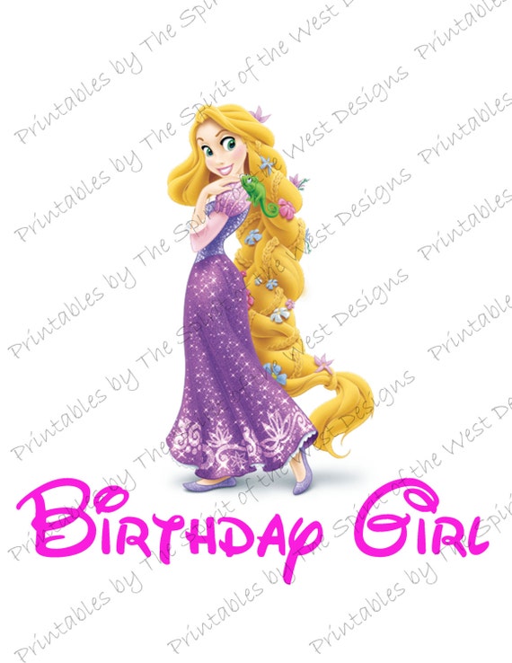 Birthday Girl IMAGE Use as Printable Iron On T-Shirt Transfer Rapunzel Tangled Digital Download Flynn Rider party DIY Il_570xn