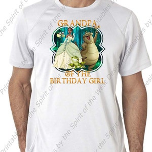 Grandpa of the Birthday Girl Princess Tiana Princess and the Frog Printable Iron On T-shirt Transfer Digital Download party DIY