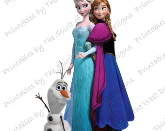 Elsa Anna Olaf IMAGE Use as printable Iron On transfer or clip art Frozen Theme Instant Digital Download party Favour DIY
