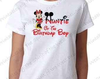 Auntie of the Birthday Boy Minnie Mouse Iron on IMAGE Mouse Ears Printable Clip Art  Shirt Party T-shirt Transfer Download Mickey