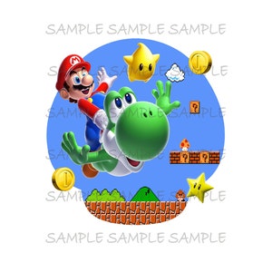 Super Mario Riding Yoshi Birthday Boy Image Use as Printable T-shirt Transfer Instant Digital Download Luigi DIY you PRINT