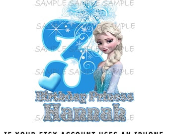 Custom Third Birthday Girl Frozen IMAGE | Leave name Files emailed within 24 hours | Printable Download Sublimation Elsa diy JPG PNG
