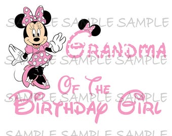 Abuela de la cumpleañera Minnie, imagen de planchado, sublimación, orejas de ratón, imprimible, clip art, camiseta, fiesta, transferencia de camiseta, descarga