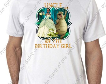 Uncle of the Birthday Girl Princess Tiana Princess and the Frog Printable Iron On T-shirt Transfer Digital Download party DIY