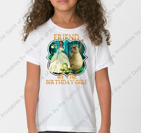 Friend of the Birthday Girl Princess Tiana Princess and the Frog Disney Printable Iron On T-shirt Transfer Digital Download party DIY Il_570xn