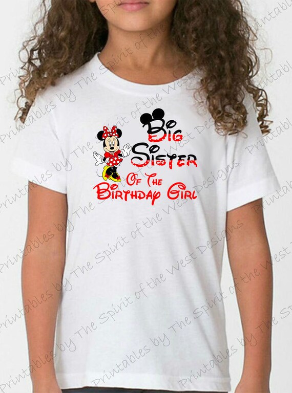 Big Sister of the Birthday Girl Minnie Mouse Iron on IMAGE Mouse Ears Printable Clip Art Disney Shirt Party T-shirt Transfer Download Mickey Il_570xn