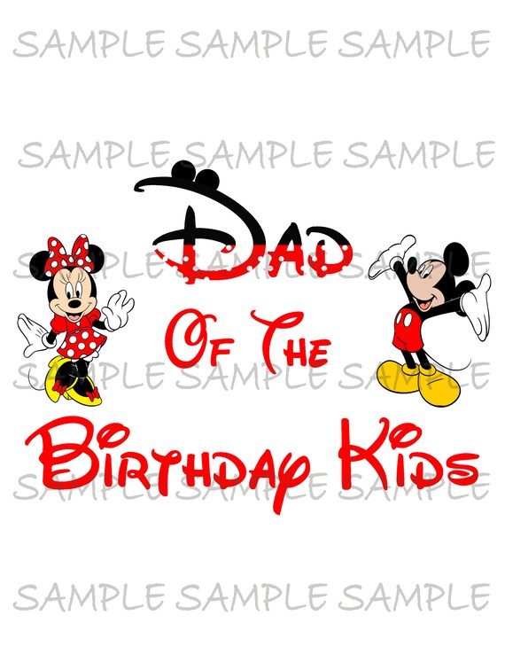 Dad of the Birthday Kids Minnie and Mickey IMAGE | Sublimation Printable Iron on T-Shirt Transfer | Clip Art DIY Party Instant Download Il_570xn