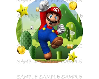 Super Mario Brothers IMAGE download Use as Printable Birthday Iron On T-shirt Transfer Digital Download Mario DIY