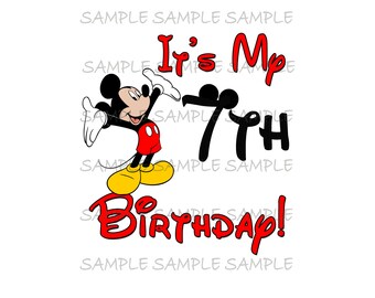 My Seventh Birthday IMAGE Sublimation Printable Party IMAGE Use as Iron On T-shirt Transfer Clip Art DIY Instant Download