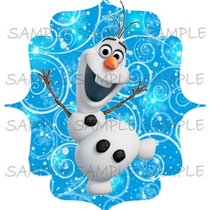 Olaf Frozen on Blue Snowy Background | IMAGE Printable Use as Iron On T-Shirt Transfer DIY Project | Instant Digital Download