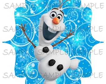 Olaf Frozen on Blue Snowy Background | IMAGE Printable Use as Iron