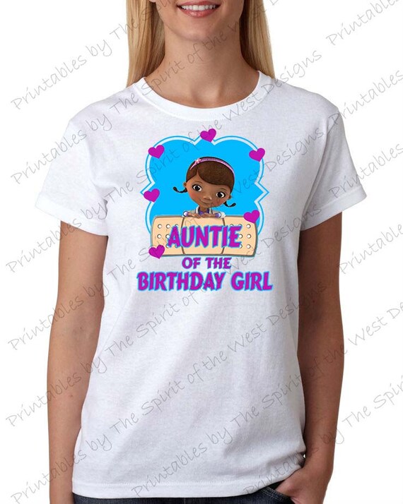Auntie of the Birthday Girl Doc McStuffins Shirt Iron On T-shirt Matching Family Clip art Scrapbook DIY Printable Digital Download Il_570xn