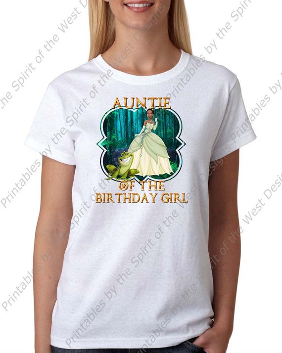 Auntie of the Birthday Girl Princess Tiana The Princess and the Frog Disney Printable Iron On T-shirt Transfer Digital Download party DIY Il_570xn