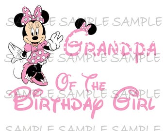 Abuelo de la cumpleañera Minnie, imagen de planchado para sublimación, orejas de ratón, imprimible, clip art, camiseta de fiesta, transferencia de camiseta, descarga