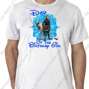 Papà della ragazza del compleanno Iron On Frozen Theme T-shirt Transfer stampabile Download digitale Elsa Anna Olaf favore di partito fai da te