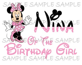 Nina of the Birthday Girl Minnie Mouse Iron on IMAGE Mouse Ears Printable Clip Art Shirt Party T-shirt Transfer Download Mickey