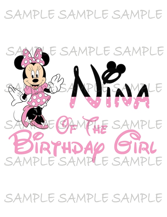 Nina of the Birthday Girl Minnie Mouse Iron on IMAGE Mouse Ears Printable Clip Art Shirt Party T-shirt Transfer Download Mickey Il_570xn